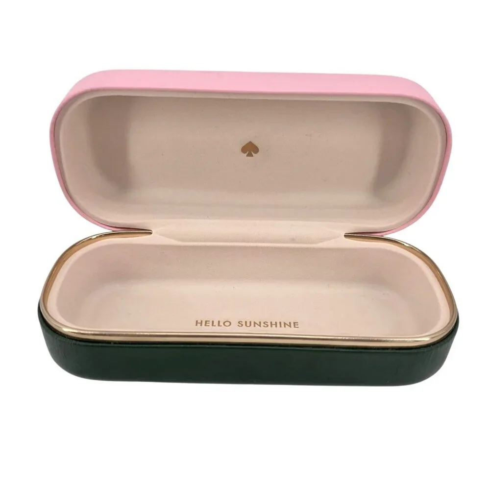Kate Spade New York Glasses Hard Case Pink Green 6.25 X 2.75 X 2